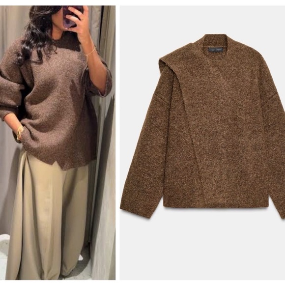 ZARA knit cardigan with scarf neck